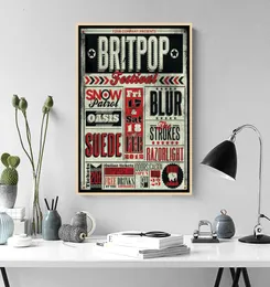 Typografia Art Britpop Music Festival Painting Classic Canvas Paintings Vintage Plakaty ścienne Naklejki Dekor