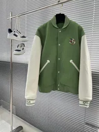 メンズジャケット2024スプリングハイエンドカスタマイズされたグリーンウールとカシミア素材高度な刺繍レジャースポーツショートジャケット