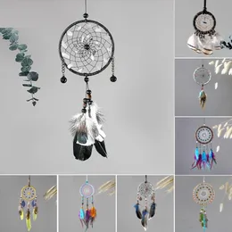 8 تصميمات عتيقة مصنوعة يدويًا Dreamcatcher Net مع سيارة قلادة ريشة معلقة Home Decoration الزخرفة الهدايا الفنية 282s