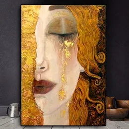 クラシックアーティストのGustav Klimt Tear Abstract 5Dダイヤモンドペインティングポートレートハンドメイドモザイク壁壁画ポスターホームデコレーション20111220303030