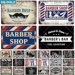 SQ-DGLZ Barber Bar Bar Metal Sign Sign Vintage Bar 장식 금속 플라크 플레이트 벽 장식 주석 간판 이발소 포스터 Q0723276o