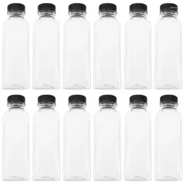Garrafas de água 15pcs suco vazio recipientes de bebidas plástico com tampas para frascos a granel claros de leite