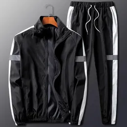 Primavera outono masculino agasalho conjunto casual masculino corredores com capuz jaquetas calças 2 peça define hip hop correndo esportes terno 240304