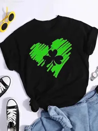 Damen T-Shirt Sommer St Pat Ausgehen Tops für Frauen Kurze Sles Bluse T-Shirt Rundhals 2023 Tee Top Mode Lose T-Shirt L24312