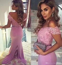 2019 Mermaid Offtheshoulder Long Bridesmaid Dress Country Style Vneck Backless Formal Maid of Honor Gown Plus Size Custom Made3796015