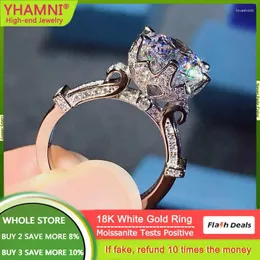 Cluster Rings Women's Unique Gorgeous 18K White Gold Ring VVS 1CT Moissanite Diamond Engagement Wedding Promise Gift Jewelry Accessories