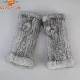 Rękawy ochronne gorąca sprzedaż prawdziwe dzianinowe rękawiczki z norki zimowe rękawiczki bez palców Rękawy rękawowe żeńskie 100% naturalne rękawiczki futra rękawiczki L240312