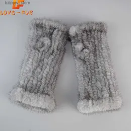 Skyddande ärmar Hot Sale Real Sticked Mink Pälshandskar Vinterfria handskar Mantens Arm ärmar Kvinnor 100% Natural Mink Pälshandskar Mittens L240312