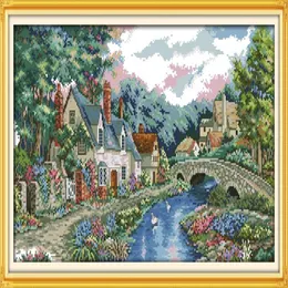 Den fridfulla landsbygden Lakeside Handmade Cross Stitch Craft Tools Brodery Nålarbetet räknade tryck på duk DMC 14CT 12322