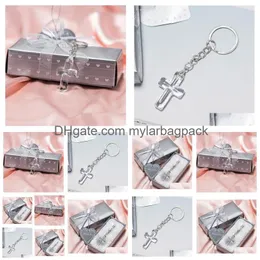 Party Favor Church Giveaway Gift for Guest Choice Crystal Cross Key Chains Bridal Shower Favors W8488 Drop Delivery Home Garden Festiv DHXH8