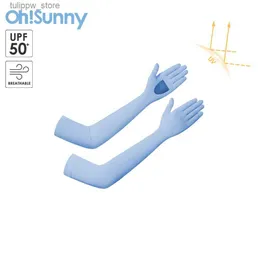 Skyddande ärmar Ohsunny Summer Cool Hidees Outdoor Anti-UV Tomma Palm Long Gloves UPF50+ Sun Protection CoolChill Tyg för att köra cykling L240312