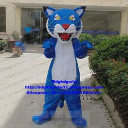 Trajes de mascote azul gato selvagem caracal lince catamount bobcat mascote traje adulto personagem de desenho animado filme tema exposição mundial zx752