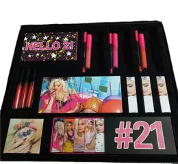 قطرة جينر مكياج مجموعة Hello 21 Stirth 21st Collection Lip Gloss Lipstick Pretty Eyeshadow Palette Kit Big Box Cosmetics 5869471