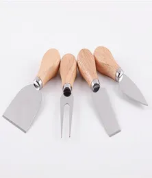 4PCSSet ost Användbara verktyg Set Oak Handle Knife Fork Shovel Kit Graters för att klippa Bakning Chesse Board Set 0154101599