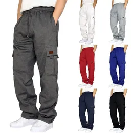 Herrenhose, ganzjährig, einfarbig, lässig, Kordelzug, elastische Taille, modische Jogginghose mit Tasche