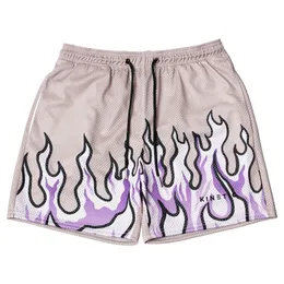 Shorts de desempenho masculino KINETIC Designer – Nova coleção de verão, estampa de chamas, secagem rápida, respirável, ajuste casual de basquete