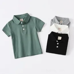 100% Cotton Solid Color Polo T Shirt for Toddler Boys Summer Clothes Children Polo Shirts Girls Green Black White Kids Tee Shirt 240311