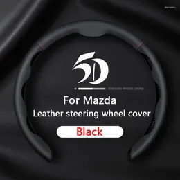 Lenkradabdeckungen Echtleder Autoabdeckung Ultradünn Universal 38 cm für Mazda 2 3 5 6 Atenza Axela CX30 CX4 CX5 CX8 CX9