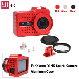 Kameror Yi 4K Camera Accessories Aluminium Alloy Metal Housing Frame Xiaoyi Protective Case + UV Filter för Xiaomi Yi 4K 2 4K + Camera