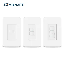 Управление Zemismart Tuya Zigbee, настенный выключатель в США, 1, 2, 3, Gang Alexa, Google Home, без нейтрального прерывателя, поддержка Homekit через концентратор ZMHK01