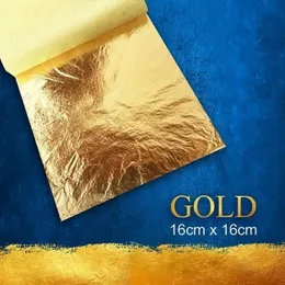 9x9cm 100 Sheets Practical Pure Shiny Gold Leaf For Gilding Funiture Lines Wall Crafts Handicrafts Decoration #50 Other Arts And281y