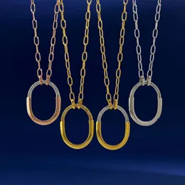 Designer smycken ny t hemlåseserie halsband pläterad med 18k guld utsökt diamant inbäddning liten oval kedja