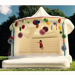 Atacado comercial branco castelo salto inflável barraca de salto adulto crianças casa saltitante para festa de casamento