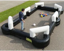 wholesale 9mLx6mW (30x20ft) with 16balls Inflatable Snooker Ball Table Soccer Football Field PVC Billiard Game Pitch with balls and blower For Sale