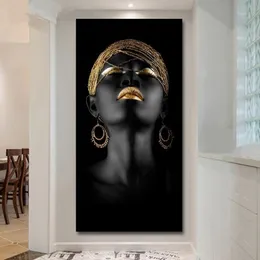 Печать на холсте, современная черная женская модель, картина, настенный художественный постер и принты, фотографии, украшение дома для гостиной, без рамки255j