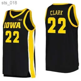 팬 탑 농구 유니폼 맞춤형 Caitlin Clark Jersey Iowa Hawkeyes 여자 대학 어린이 검은 흰색 노란색 이름 메시지 ush240312