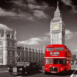 Direct Selling London Bus With Big Ben Cityscape Home Wall Decor Canvas Picture Art Unframed Landscape Hd Print Painting Arts253H