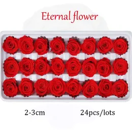 24pcs Preserved Flowers Rose Immortal Rose Mothers Day DIY Wedding Eternal Life Flower Material Gift Whole dried Flower Box Z1271T