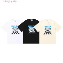 23S Trendy Rhude F1 Racing Letter Wzorka T-shirt z krótkim rękawem Męs
