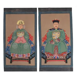 Ręcznie malowane chińskie obrazy portretowe, dekoracja ścienna, malowanie przodków