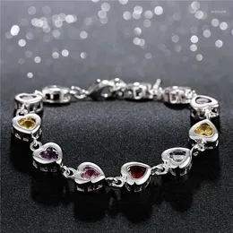 Braccialetti con ciondoli Bracciale color argento a forma di cuore con gioielli in cristallo austriaco Regalo romantico di lusso per una donna globale