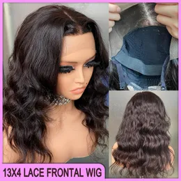 Vonder Malaysian PERUVIAN Brasileiro Brasil Black Body Wave 13x4 Swiss Lace Frontal Wig 100% Raw Virgin Remy Human Human à venda