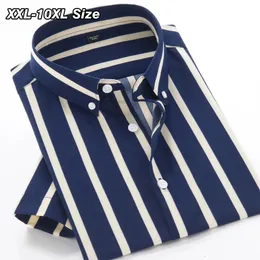 Plus Size Mens Short Sleeve Shirt Summer Classic Stripe Baggy Business Office Dress 7XL 8XL 9XL 10XL Elasticity Casual Clothing 240312