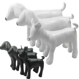 Söt ny PVC -läderhund torsos hundmodeller hund mannedocka läder mannequin svart vit stående position modeller hundar husdjur leksak 1set209i