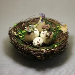 New-Dinosaur Eggs Nests Fairy Garden Gnome Gnome Terrarium Home Decor Craft Bonsai Miniatures Animals Igurine DIY Supplies303a