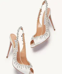 Popular verão tentação sandálias de cristal sapatos para mulheres embelezado pvc peep toe sexy estilingue salto alto nupcial festa de casamento 8311694