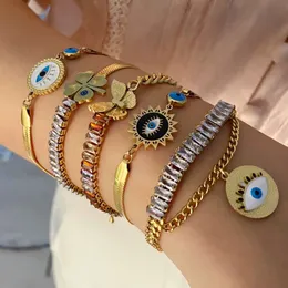 New Fashion Zirconium Stainless Steel Temperament Butterfly Jewelry Dropping Oil Eye Bracelet B419