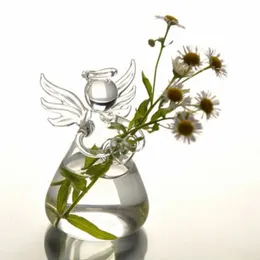 Beautiful Modern Cute Glass Angel Shape Flower Plant Hanging Vase Home Office Wedding Decor 1pcs2344