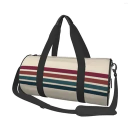 Sacos ao ar livre Vintage 70s Sport Stripes Cool com ShoesGym Bag Masculino Feminino Personalizado Bolsa Treinamento Gráfico Fitness