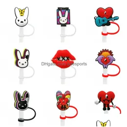 Питье соломинки 9pcs/set St Toppers Er плесени Bad Bunny Sile Charms для перегородки повторно используемого излечения пылевой плагины декоративной 8 -миллиметровой Del Dh209