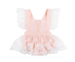 Plestuits FocusNorm 024m Summer Princess Baby Girls Rompers Lace Plust Printed Short Sleeve Backless6208150