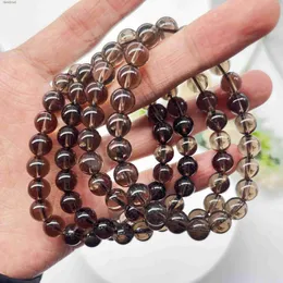 Frisado 8mm natural esfumaçado quartzo frisado pulseira pedra cristal pedra reiki cura grânulos moda para homens mulheres pulseiras yoga jóias giftl24213