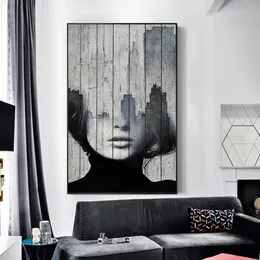 Street Art Donne a bordo Dipinti su tela Per soggiorno Wall Art Stampe moderne e poster Immagini decorative208l