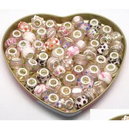 Pozostałe 100pc mieszane różowe murano szklane koraliki do biżuterii, tworząc luźne urok DIY Europejska bransoletka w BK Low 259m Drop de dh3un