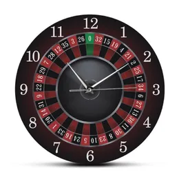 Poker Roulette Wall Clock With Black Metal Frame Las Vegas Game Room Wall Art Decor Timepiece Clock Watch Casino Gift244S