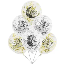 Decorazione del partito Eid Mubarak Palloncini Felice Ramadan Festival musulmano Anno islamico Coriandoli trasparenti3057 Consegna a domicilio Giardino domestico Festiv Dhjyd